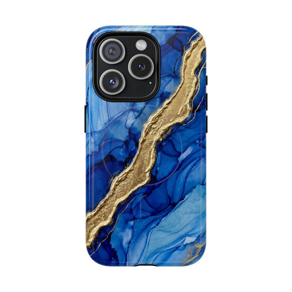 Blue Gold Marble Phone Case – Luxury Sapphire Geode Ink Art Design