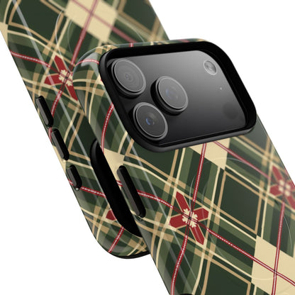 Green and Red Christmas Plaid Phone Case - Festive Patchwork
