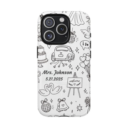 Black Wedding Phone Case – Personalized Name & Date Gift