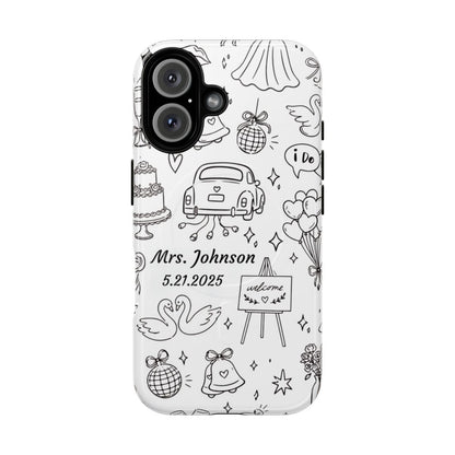 Black Wedding Phone Case – Personalized Name & Date Gift