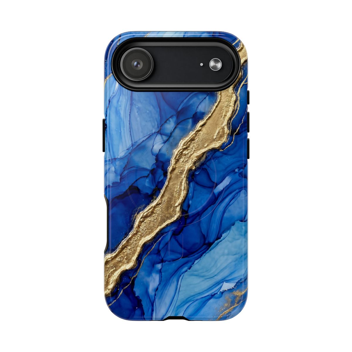 Blue Gold Marble Phone Case – Luxury Sapphire Geode Ink Art Design
