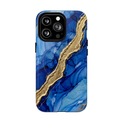 Blue Gold Marble Phone Case – Luxury Sapphire Geode Ink Art Design