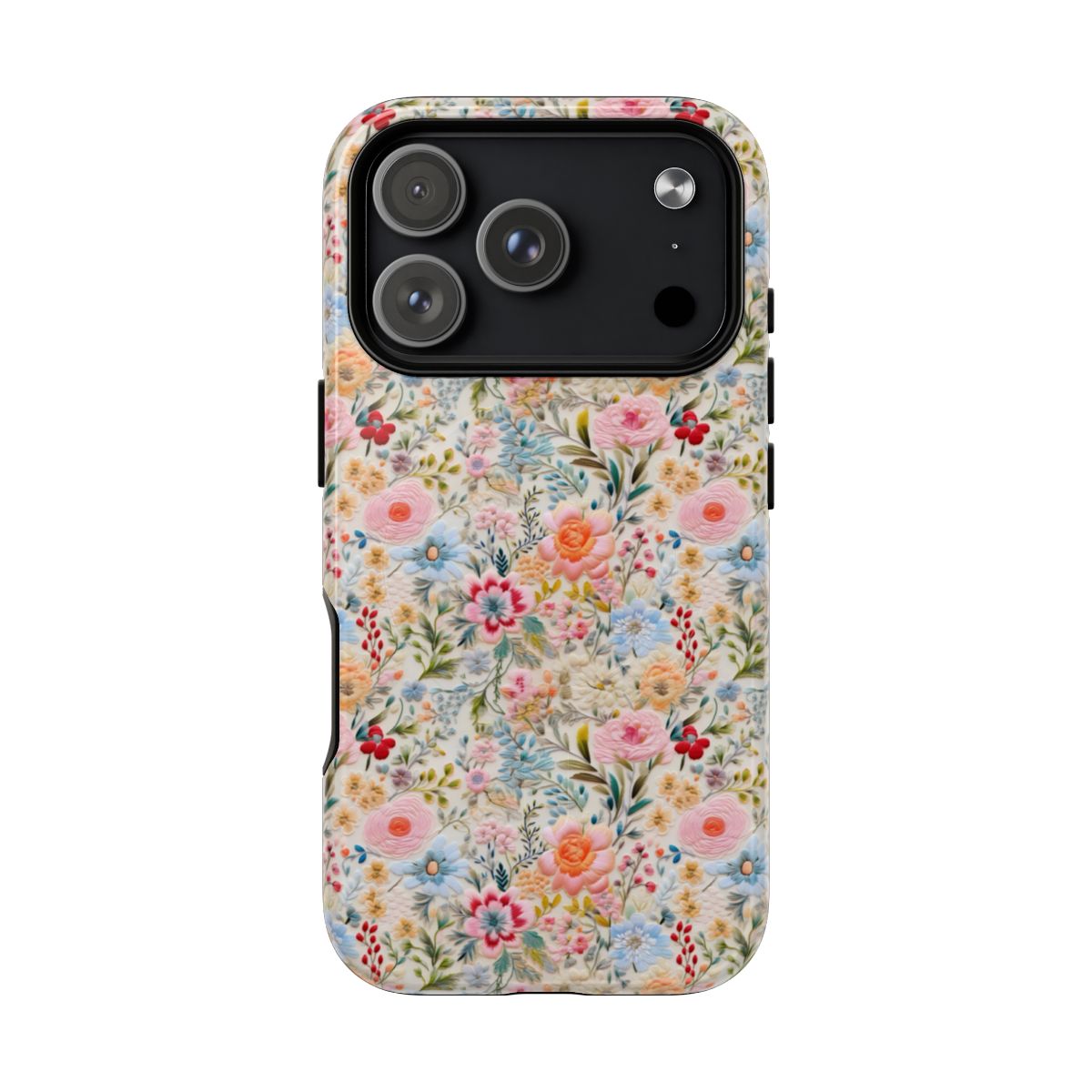 Blossom Meadow Phone Case – Vintage Embroidery Floral Aesthetic