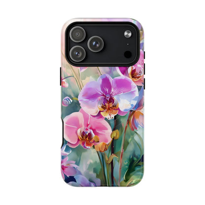 Pink Orchid Phone Case - Vibrant Tropical Watercolor Art