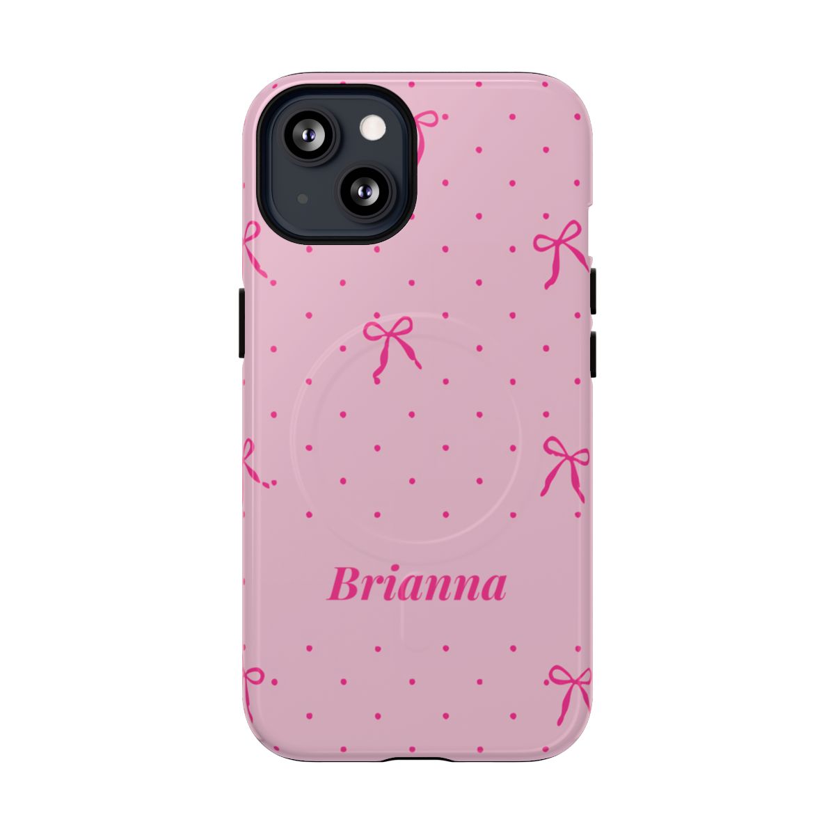 Personalized Pink Bow Phone Case – Custom Name Polka Dot Coquette Aesthetic