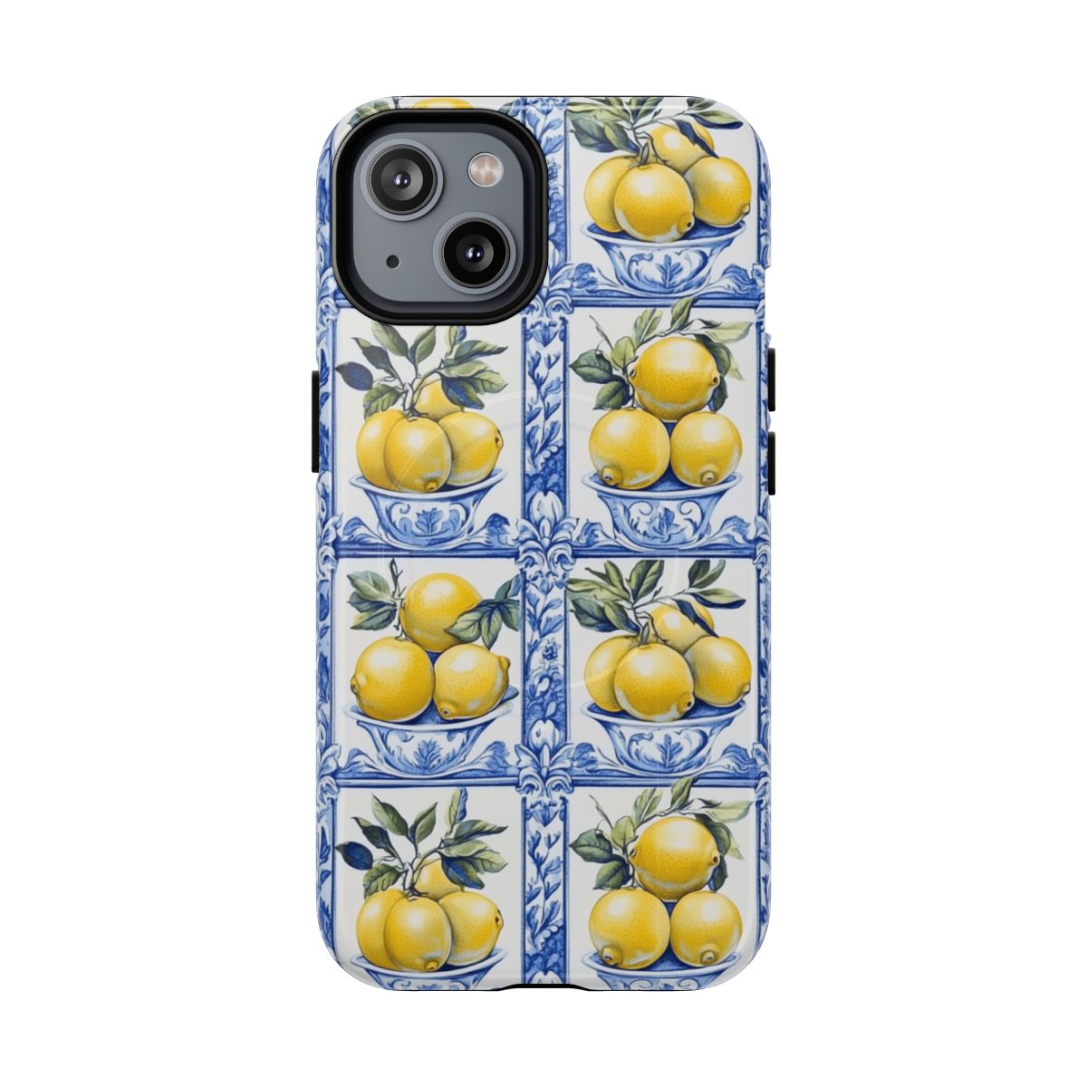 Amalfi Lemon Tile Phone Case - Mediterranean Blue & Yellow