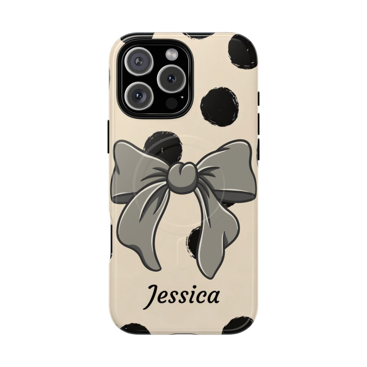 Personalized Polka Dot Bow Phone Case – Custom Name Coquette Retro Aesthetic