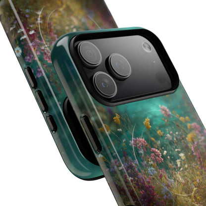 Artistic fantasy-themed phone protector showcasing a botanical book illustration in a moody, enchanted setting.