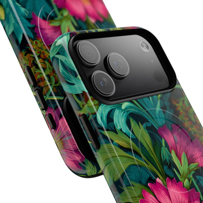 Deep Forest Floral Phone Case - Dark Botanical Illustration