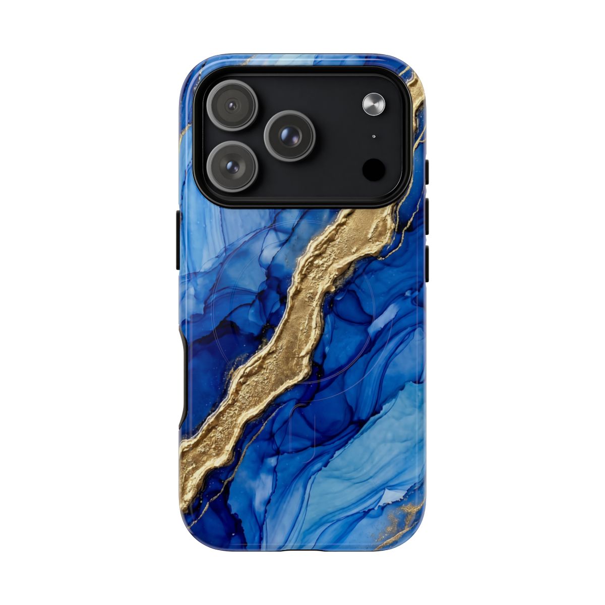 Blue Gold Marble Phone Case – Luxury Sapphire Geode Ink Art Design