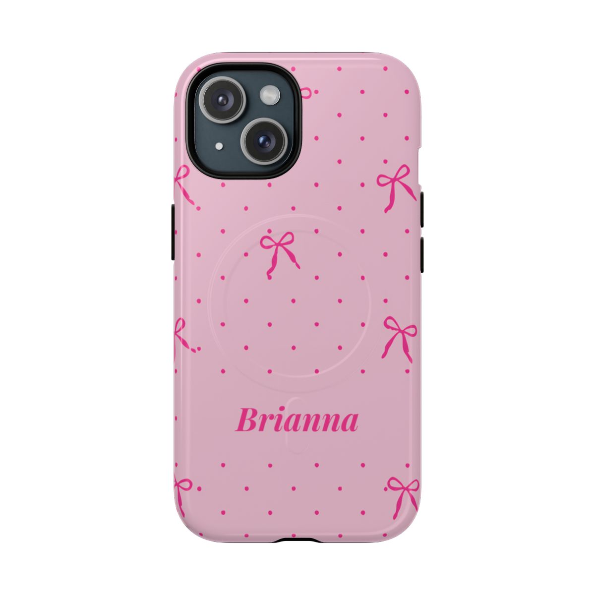 Personalized Pink Bow Phone Case – Custom Name Polka Dot Coquette Aesthetic