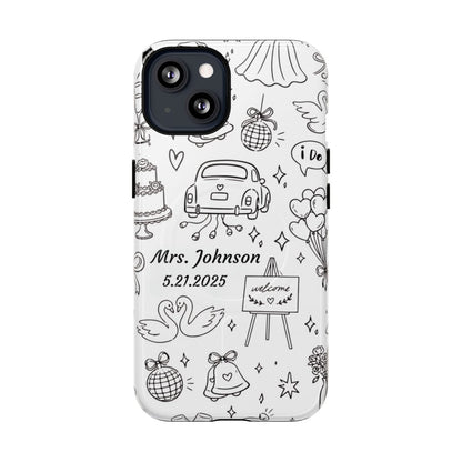 Black Wedding Phone Case – Personalized Name & Date Gift