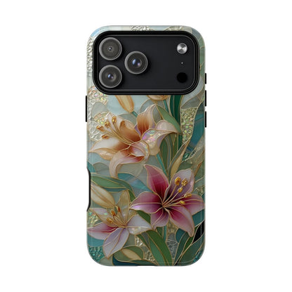 Mosaic Lily Phone Case - Stained Glass Floral Art