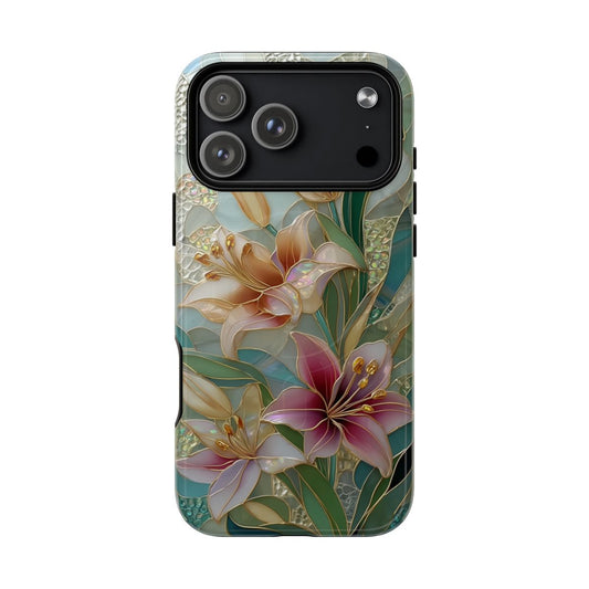 Mosaic Lily Phone Case - Stained Glass Floral Art