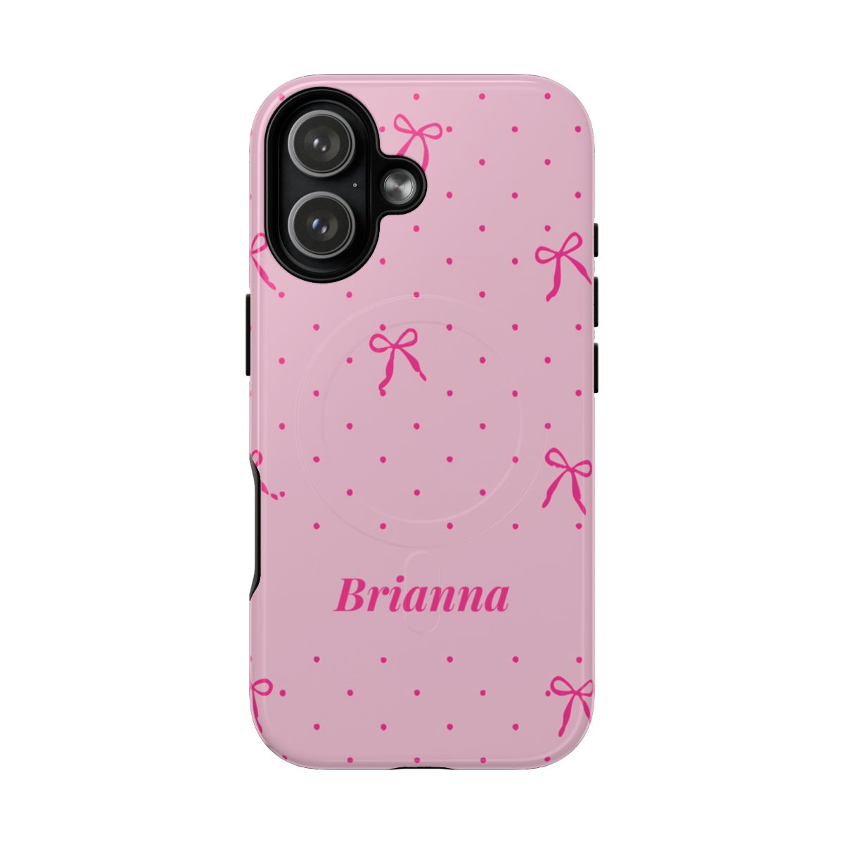Personalized Pink Bow Phone Case – Custom Name Polka Dot Coquette Aesthetic