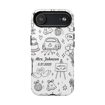 Black Wedding Phone Case – Personalized Name & Date Gift