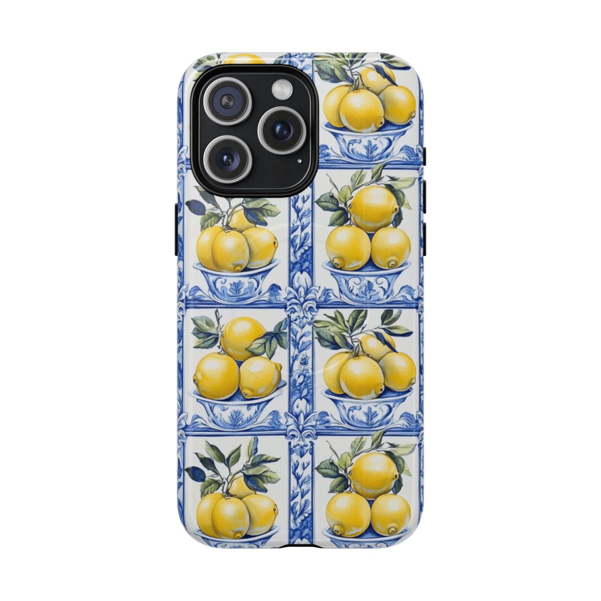 Amalfi Lemon Tile Phone Case - Mediterranean Blue & Yellow