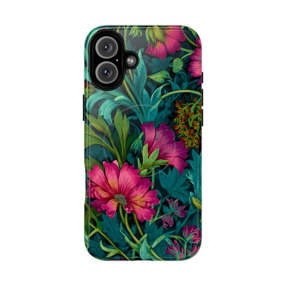 Deep Forest Floral Phone Case - Dark Botanical Illustration