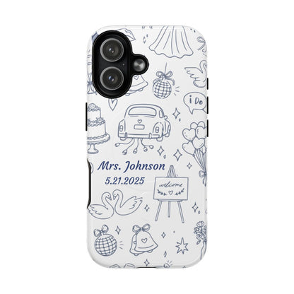 Navy Blue Personalized Wedding Phone Case – Custom Name & Date Bridal Gift