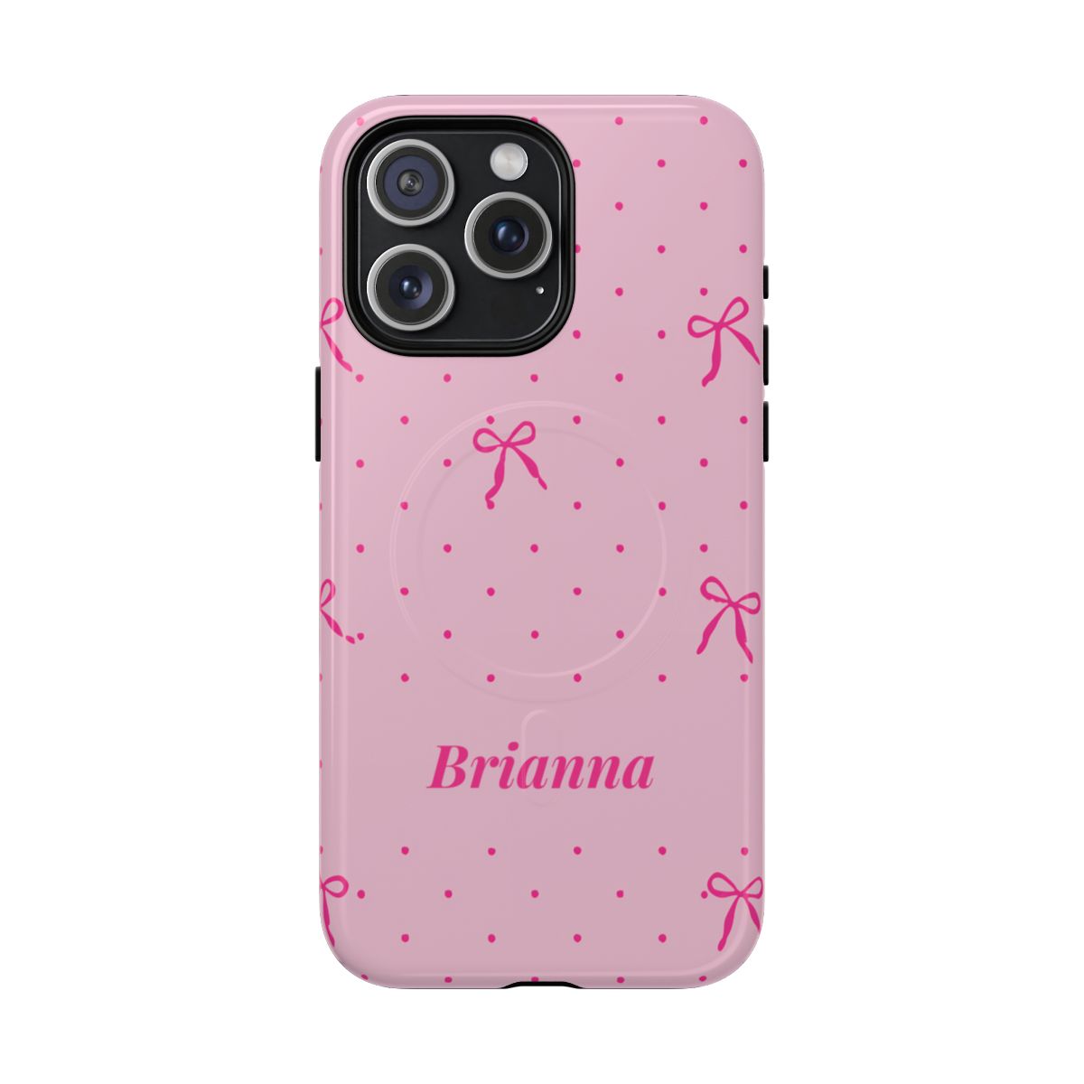 Personalized Pink Bow Phone Case – Custom Name Polka Dot Coquette Aesthetic
