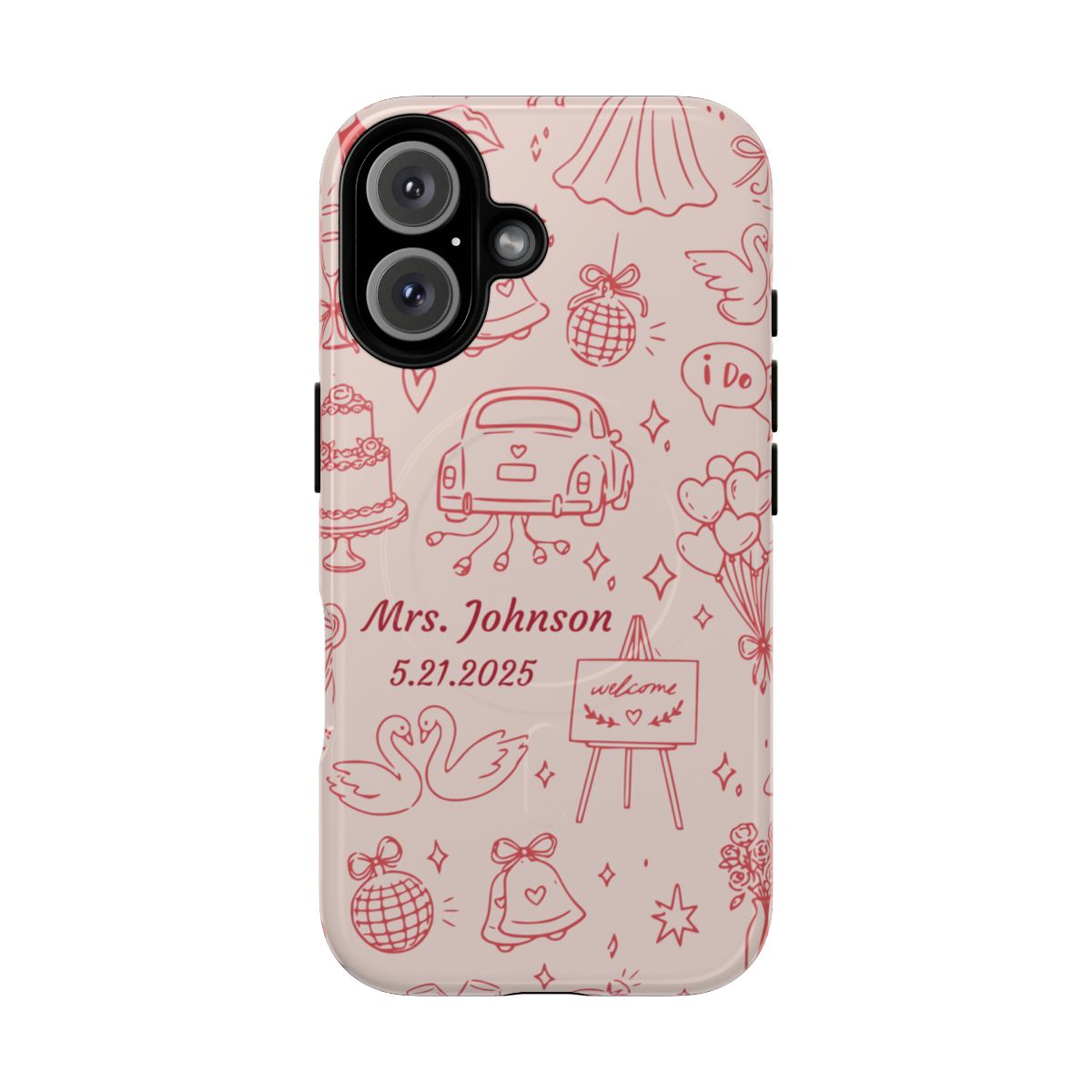 Pink Personalized Wedding Phone Case – Custom Name & Date Bridal Gift
