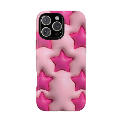 Pink Puffy Stars Aesthetic Phone Case - Cute Y2K Design