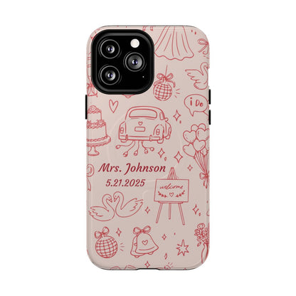 Pink Personalized Wedding Phone Case – Custom Name & Date Bridal Gift