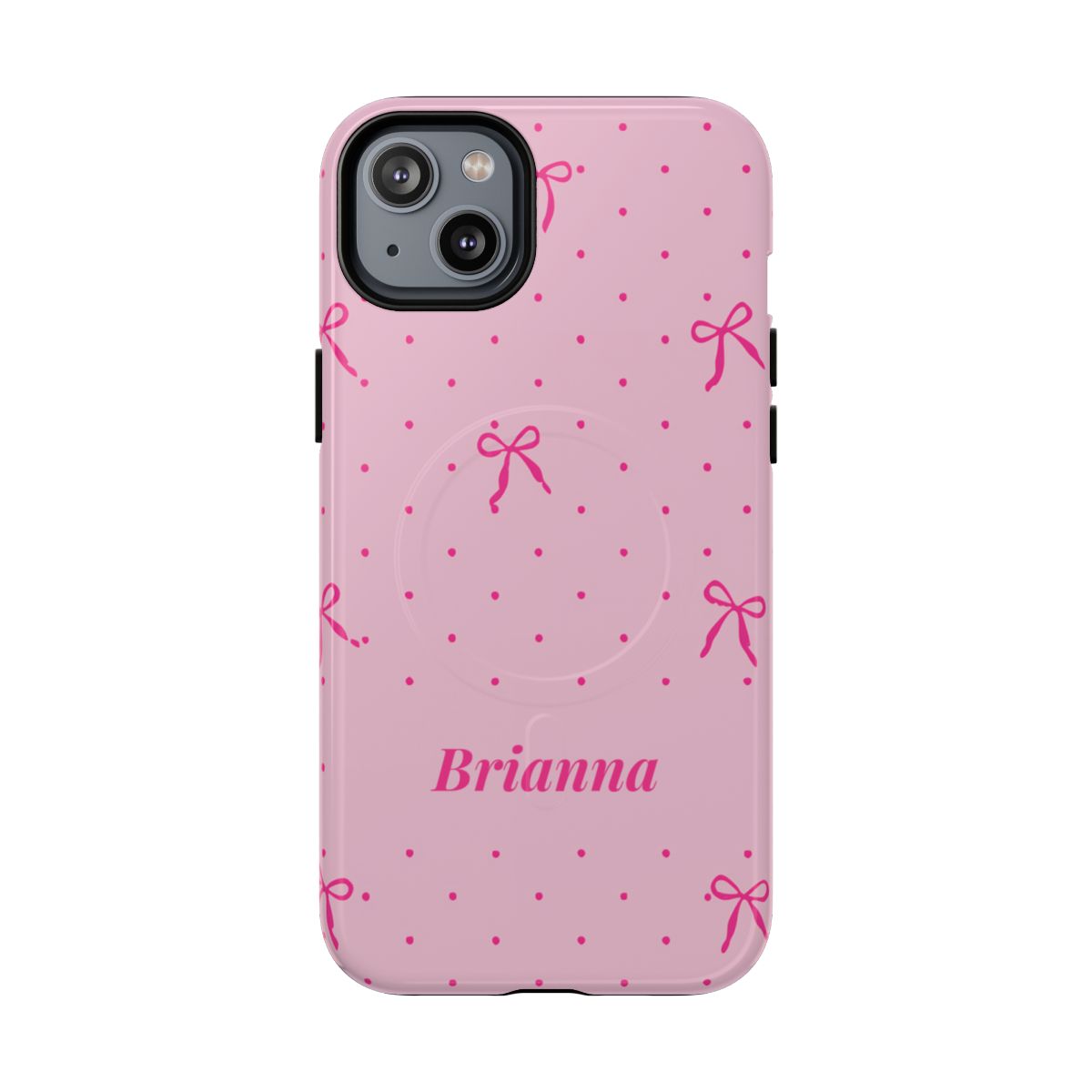 Personalized Pink Bow Phone Case – Custom Name Polka Dot Coquette Aesthetic