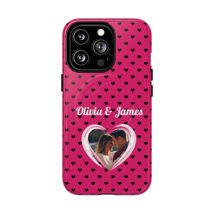 Personalized Photo Pink Heart Phone Case - Custom Photo & Name